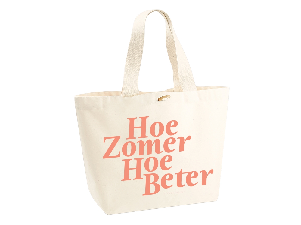 'Hoe Zomer Hoe Beter' Strandtas Natural / Oranje